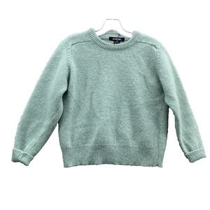 J.G.Hook 100% Shetland Wool Sweater Women's Large Blue Crop Preppy Academia Cozy